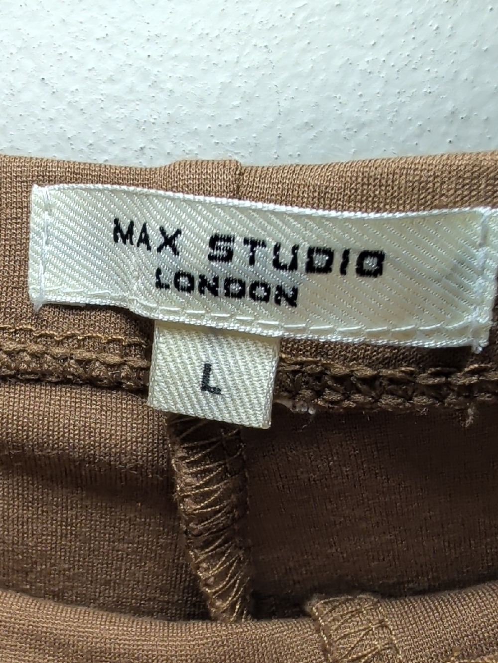 Max Studio Ponte Knit Wide Leg Pants Tan High-Rise Stretch Women's Size L - Picture 4 of 6